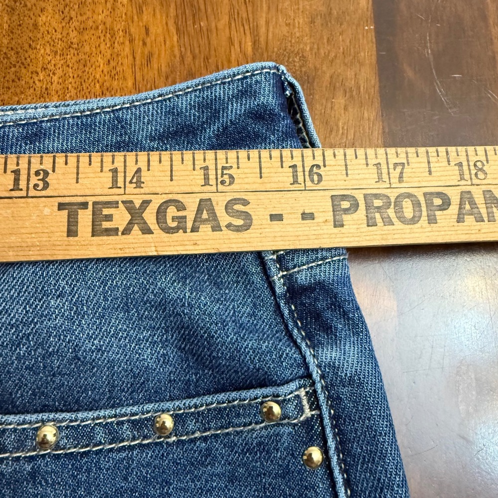 Express Embellished Straight Leg Jeans Medium Wash Studded EX010666 Women 6 - Picture 6 of 12